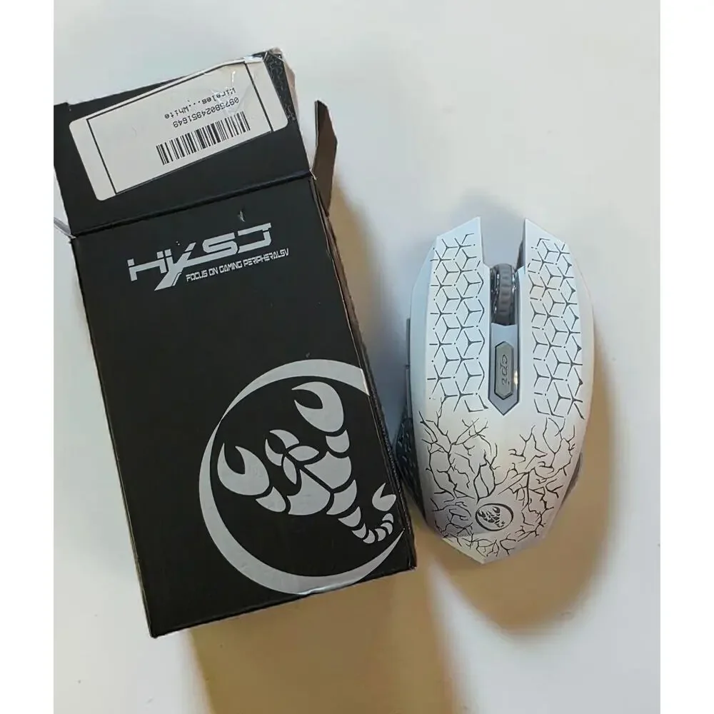 White and Black Scorpion Design Ergonomic Wireless Gaming Mouse
